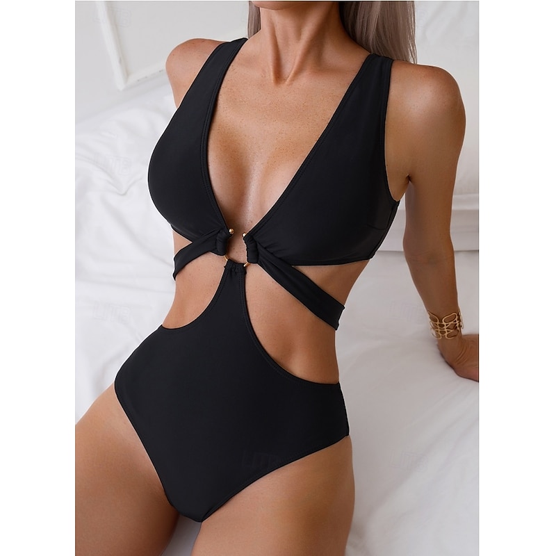 Women's Swimwear One Piece Swimsuit Elegant Plain Sleeveless Bathing Suits