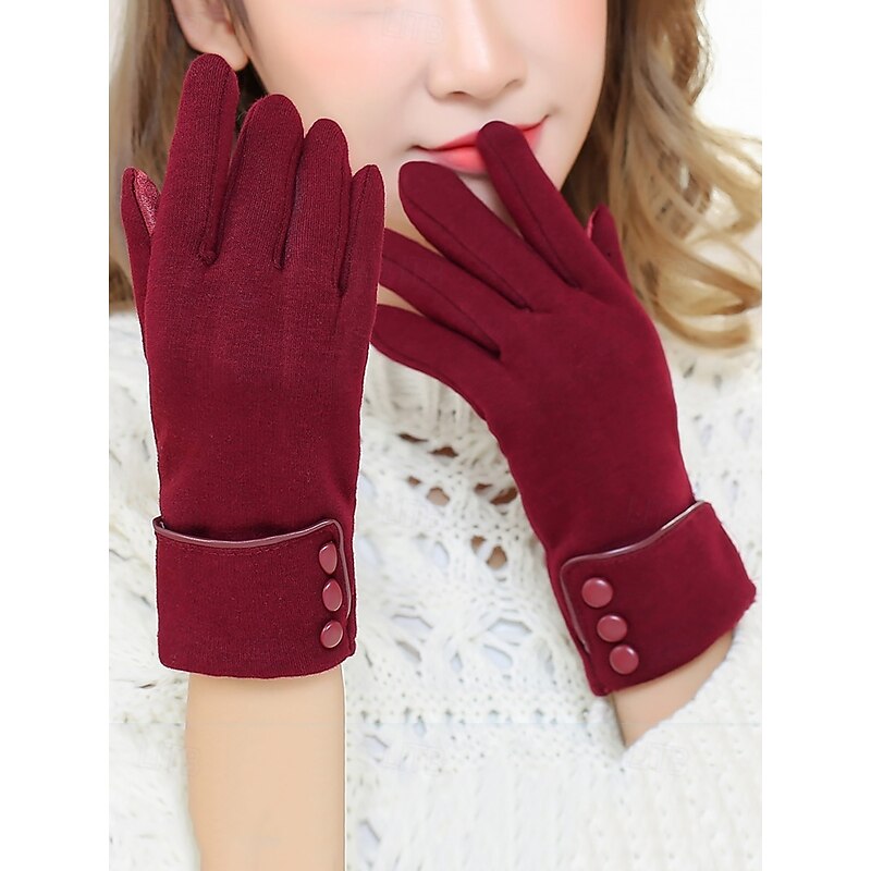 Women's Black Touchscreen Winter Gloves with Button Cuff – Warm and Stylish Texting Gloves for Cold Weather3