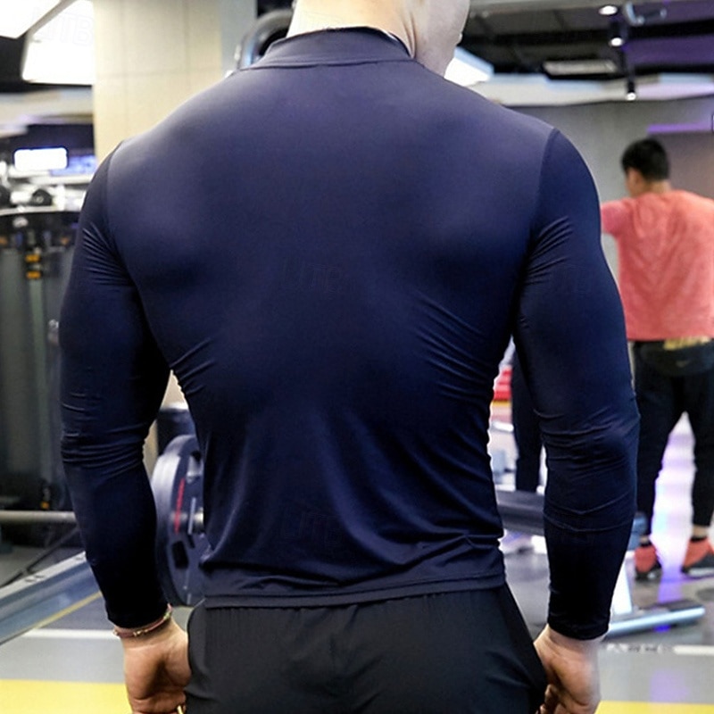 Men's Compression Shirt Athletic Shirt Gym Shirt Fitness Shirt Padded Compression Shirt Long Sleeve Tee Tshirt Casual Athleisure Fall Color Block Quick Dry Soft Breathable Gym Workout Walking Jogging4