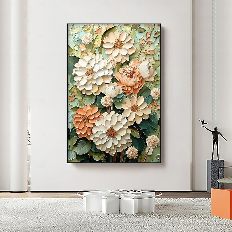 Handmade Original Minimalist Color Oil Painting On Canvas Abstract Texture Floral Wall Art for Home Decor With Stretched Frame/Without Inner Frame Painting2