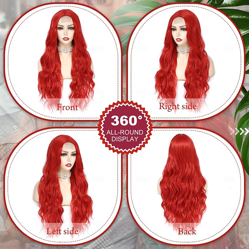 Cosplay Long Wig  Middle Part Synthetic Wig Realistic Gifts Party Wigs for Women Daily Use Colorful Wigs Christmas Party Wigs3