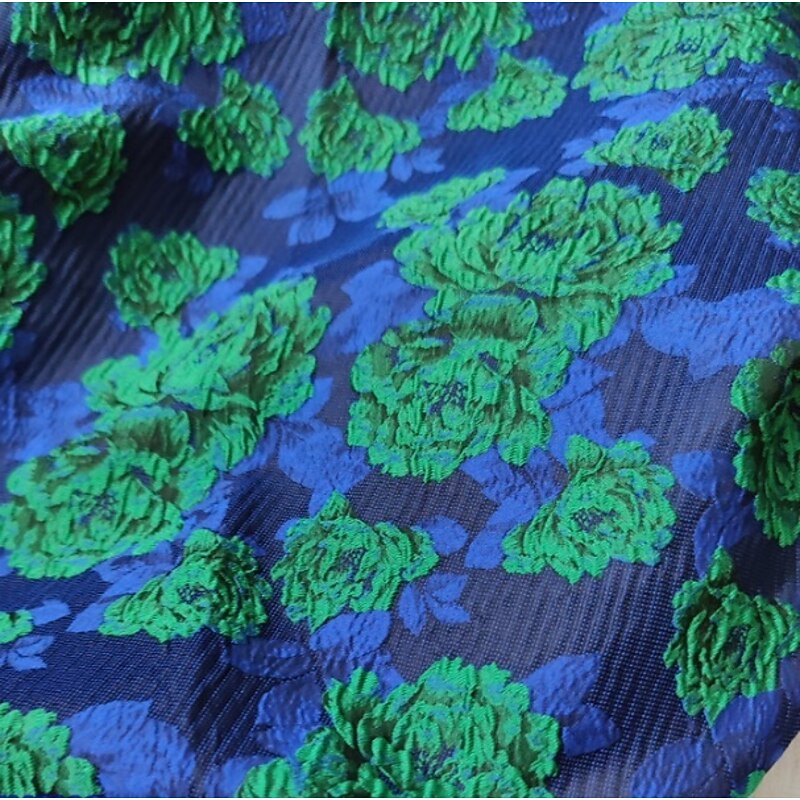 A-Line Evening Gown Brocade Floral Elegant Dress Formal Floor Length 3/4 Length Sleeve V Neck Pocket Satin with Print Wedding Guest Dress3