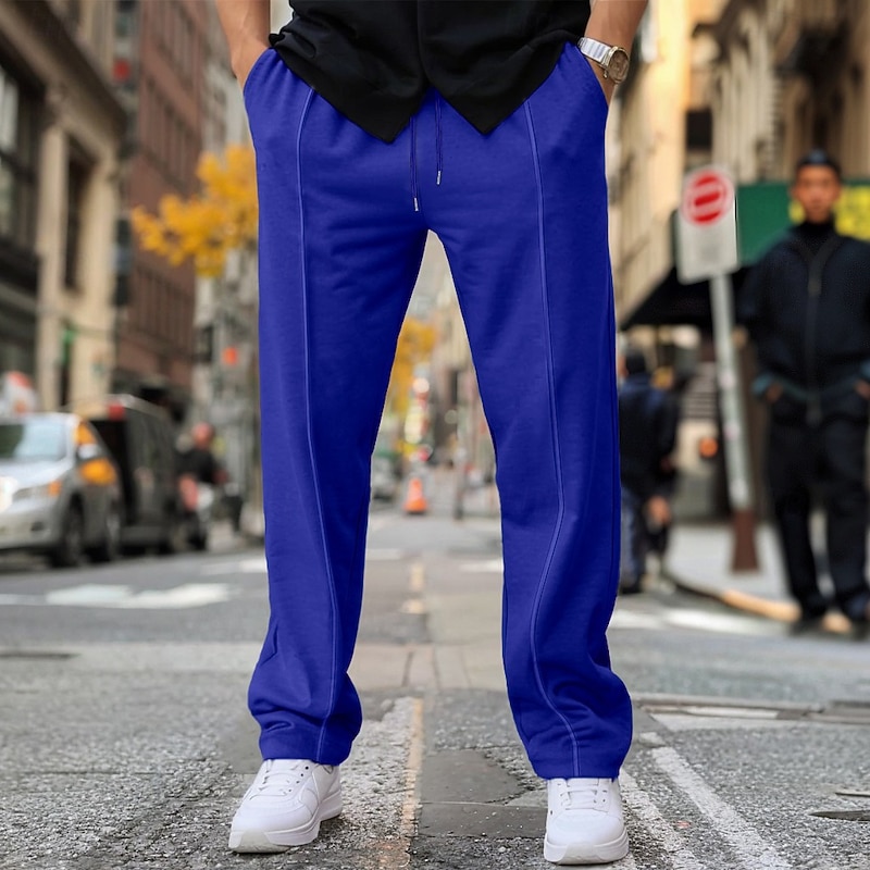 Men's Fleece Pants Sweatpants Trousers Baggy Pants Drawstring Elastic Waist Pleats Plain Comfort Warm Full Length Home Casual Daily Sports Fashion Black White Micro-elastic4