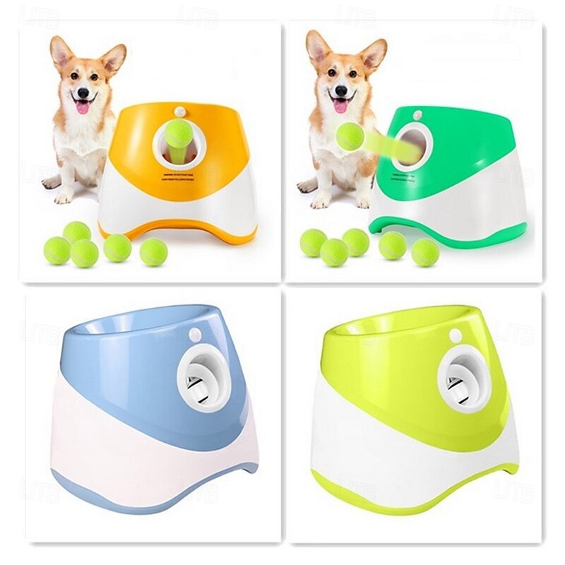 Dog Tennis Launcher Automatic Fetch Launcher Pet Dogs Chase Toy Mini Tennis Throwing Pinball Machine Fun Interactive Throw Rechargable Catapult2