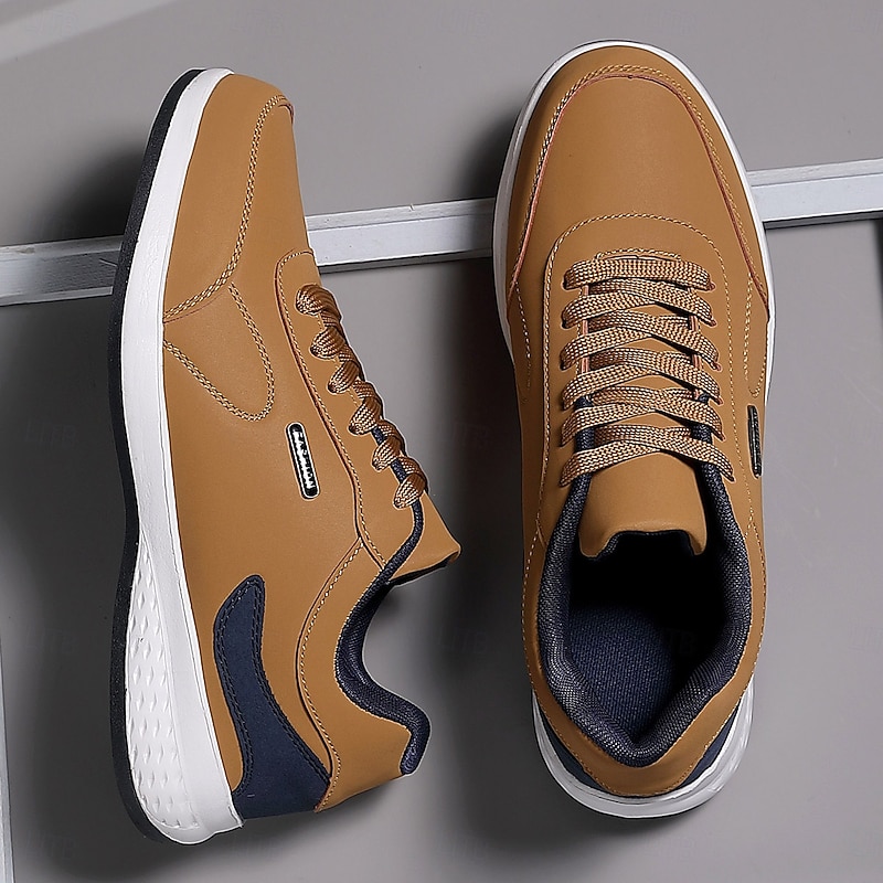 Men's Casual Tan Athletic Sneakers with Cushioned Sole and Lace-Up Design – Comfortable Everyday Walking Shoes3
