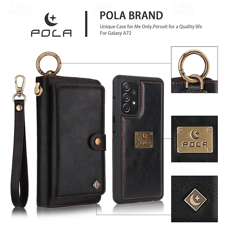 Phone Case For S24 S23 S22 S21 Ultra Plus S20 Back Cover with Stand Holder Magnetic Zipper Retro TPU PU Leather2