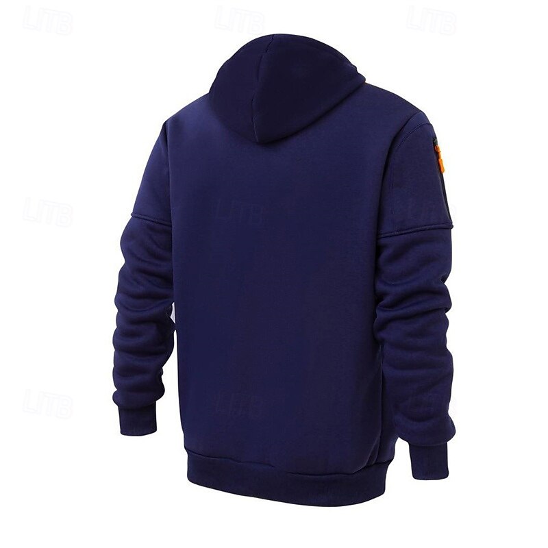 Men's Full Zip Hoodie Zip Up Hoodie Black White Wine Navy Blue Royal Blue Hooded Plain Zip Up Pocket Sports & Outdoor Daily Holiday Polyester Streetwear Basic Casual Spring &  Fall Clothing Apparel2