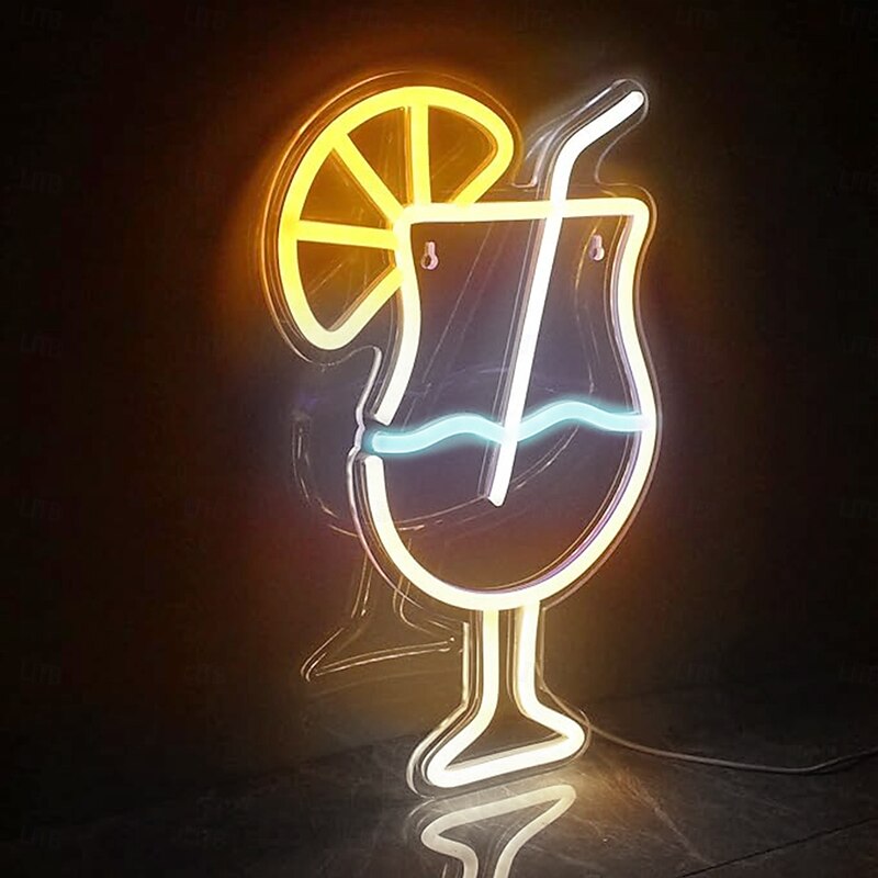 Cocktails Neon Sign Light, Dimmable LED Wall Decor USB Powered for Bars, Bedrooms & Parties | USB Acrylic Drink Art Night Light, Perfect Gift for Beer Bars, Clubs & Events2