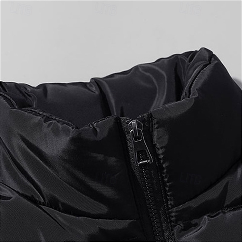 Men's Puffer Vest Padded Gilet Quilted Vest Daily Date Vacation Fashion Casual Fall & Winter Pocket Polyester Warm Comfortable Solid Color Zipper Stand Collar Regular Fit Black White Red Dark Blue4