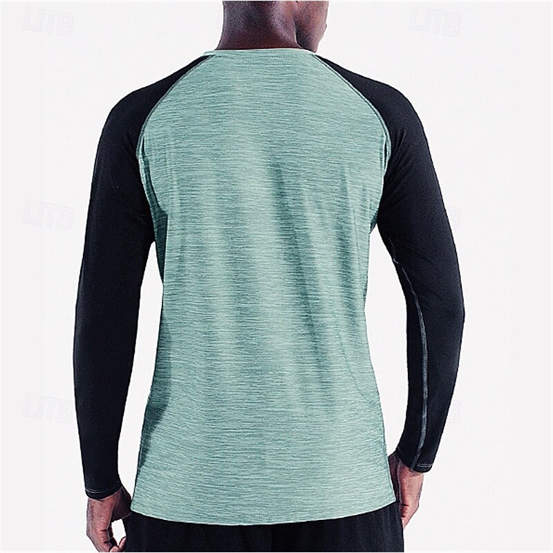 Men's Running T-Shirt Long Sleeve Tee Tshirt Casual Athleisure Fall Color Block Quick Dry Breathable Gym Workout Walking Jogging Sportswear Activewear Red Dark Navy Sage4