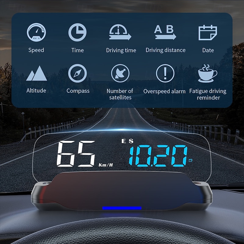 Car HUD Speedometer Head Up Display Car Mounted For HUD Car Beidou Satellite GPS Universal Time Compass Auto Accessories2