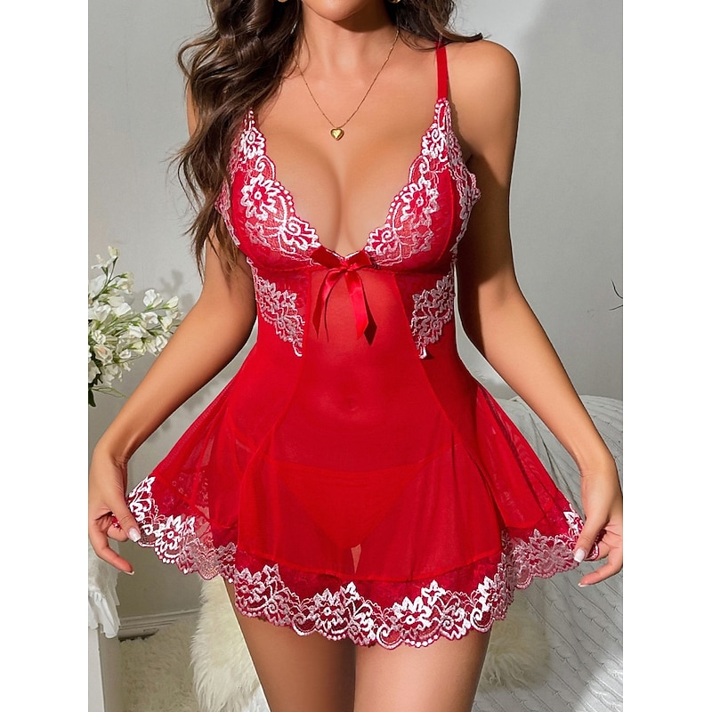 Babydoll Dress Lingerie Thong Sleepwear Women's Sexy Adults Christmas New Year Christmas Eve Christmas Party Dress