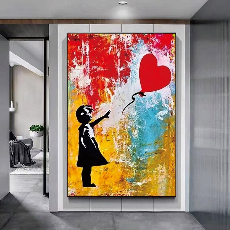 Graffiti art oil painting handmade Cute Love Painting Canvas girl painting Wall Art painted pop art oil painting office wall art decoration painting for bedroom living room decora home chrismas gift3