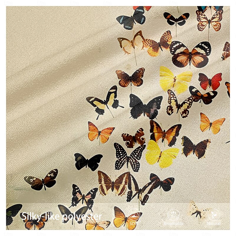 Men's Butterfly Dress Pants Mid Waist Business Casual Formal Dailywear Zipper Pocket Summer Spring Fall 3D Print khaki3