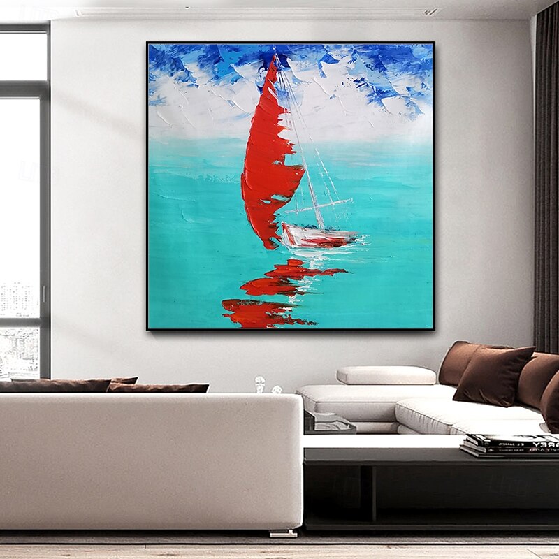 Mintura Handmade Sailboat Oil Paintings On Canvas Wall Art Decoration Modern Abstract Picture For Home Decor Rolled Frameless Unstretched Painting2