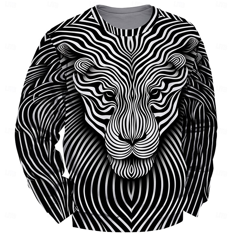 Men's Graphic Tiger Line Sweatshirts Golf Pullover Sweatshirt Long Sleeve Sweatshirt Hooded Vacation Cool Daily Print Vacation Sports Outdoor Going out Printing Winter Spring &  Fall3