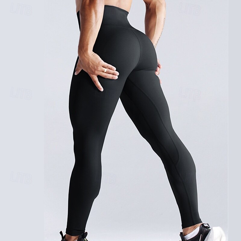 Women's Yoga Pants Yoga Leggings Side Pockets Butt Lift Tummy Control High Waist Pilates Gym Workout Workout Tights Solid Color Light Yellow Black Light Green Spandex Fall Sports Activewear Stretchy