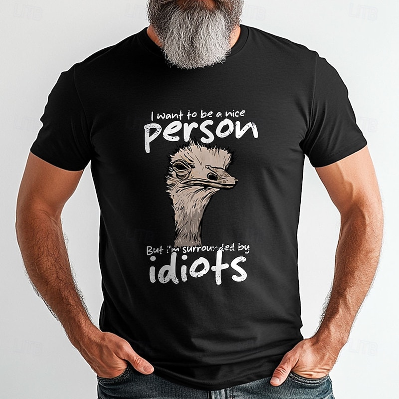 Men's Animal Letter Printed Funny T Shirt Tee Top 100% Cotton Short Sleeve Graphic Shirt Black Army Green Dark Blue Comfortable Tee Vacation Street Fashion Designer Clothing3