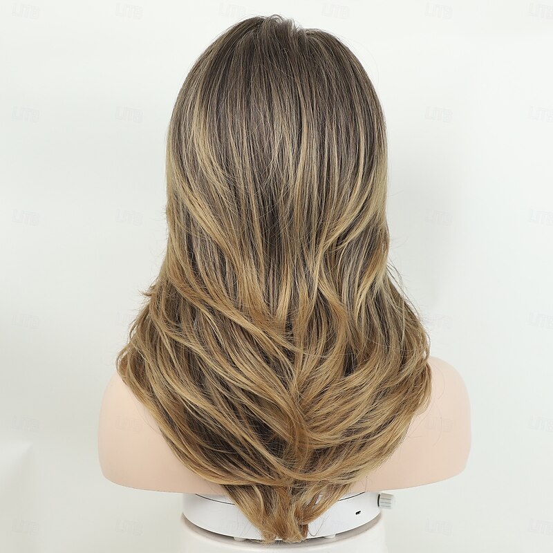 Layered Gray Wigs for White Women Short Silver Mixed Dark Brown Wigs with Dark Roots Synthetic Hair Layered Bob Wigs Natural Looking4