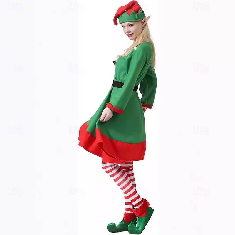 Elf Fancy Christmas Dress Sexy Christmas Costumes Women's Christmas Adults Christmas New Year Christmas Eve Christmas Party Dress Socks Shoes Hat4