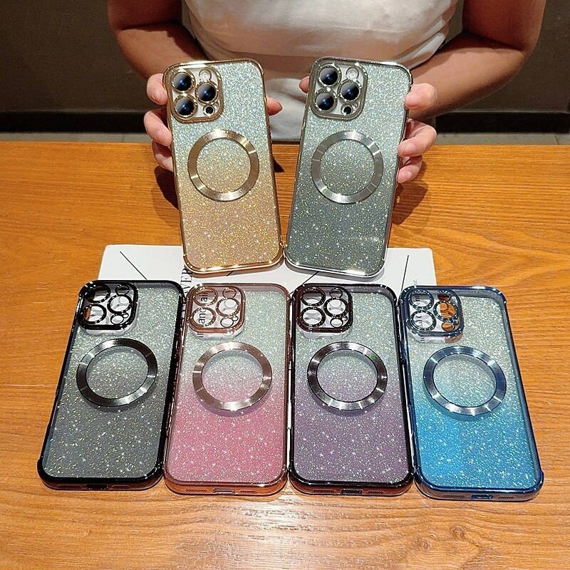 Phone Case For iPhone 17 Pro Max 17 Air 16 15 14 Pro Max Plus 13 12 11 Pro Max Back Cover Magnetic Support Wireless Charging Shockproof Retro Plating