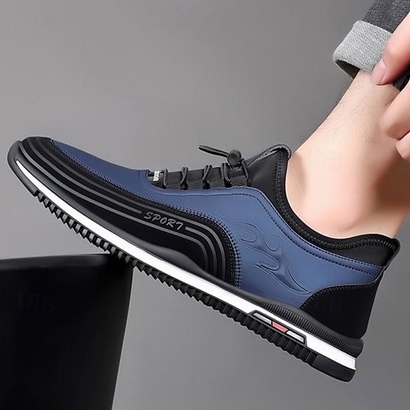 Men's Blue Athletic Sneakers - Lightweight Running Shoes with Flame Design, Comfortable Sport Trainers for Gym and Outdoor Activities3