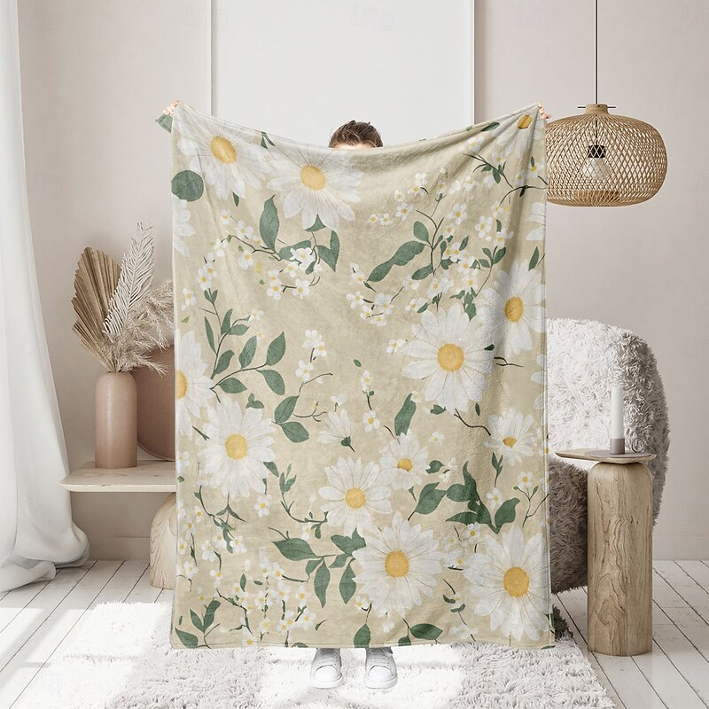 Flower Blanket Soft and Cozy Throw Blanket Featuring Delicate Daisy Design Perfect for Adding Comfort and Charm to Your Bedroom or Living Room Decor