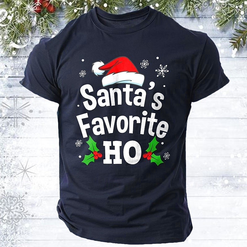 Christmas Men's funny christmas T Shirt 100% Cotton Short Sleeve Graphic Shirt Black Wine Red Comfortable Tee Street Holiday Fashion Designer Clothing3