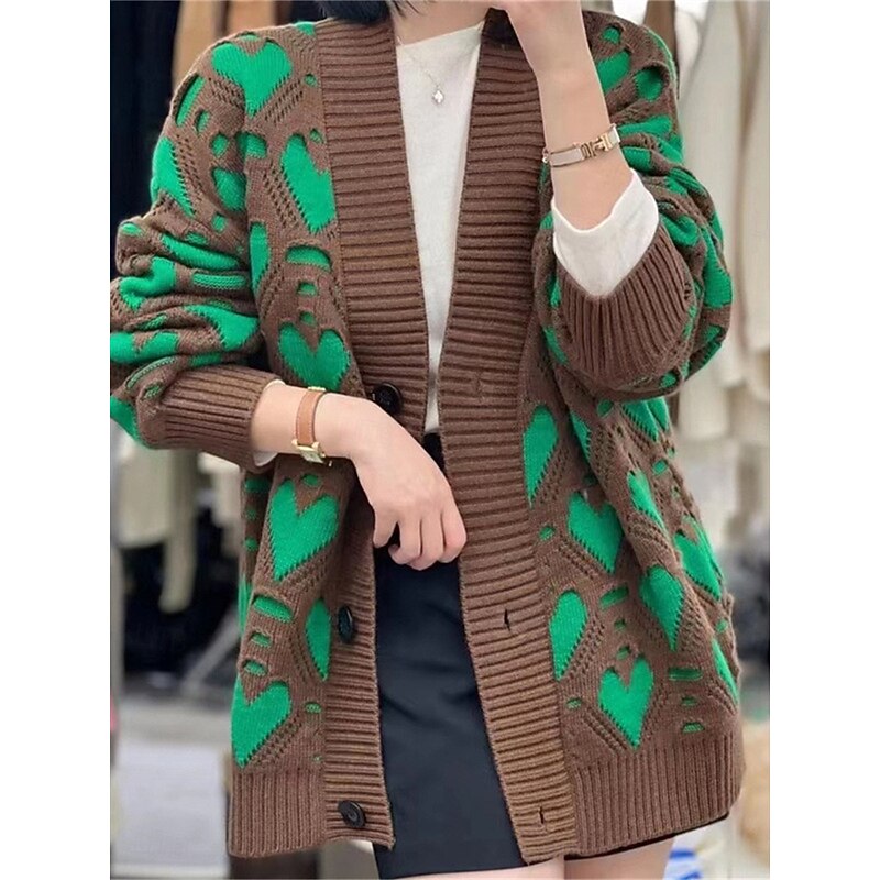 Women's Sweater Cardigan Casual Soft Pure Color Ribbed V Neck Buttons Knitted Print Long Sleeve Long Tops Knit Outdoor Daily Weekend Black Pink Fall Winter