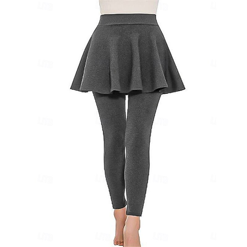 Women's Chinos Skort Cozy Leggings Casual / Sporty Full Length High Waist Plain High Cut Comfy Soft Comfortable Micro-elastic Gym Black Wine Khaki Gray Spring & Fall Regular Fit 5