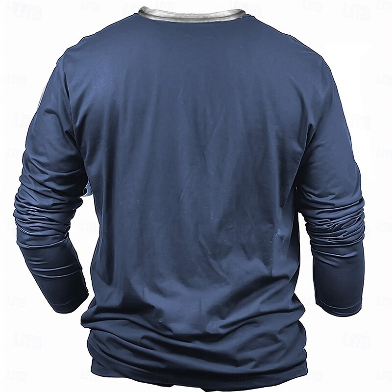 Christmas Men's Christmas Scene Henley T Shirt Snowman Letter Letters Letter Print Sports Fashion Daily 3D Printing Henley Long Sleeve Street Casual Daily Red Dark Blue Gray Long Sleeve Henley Collar2