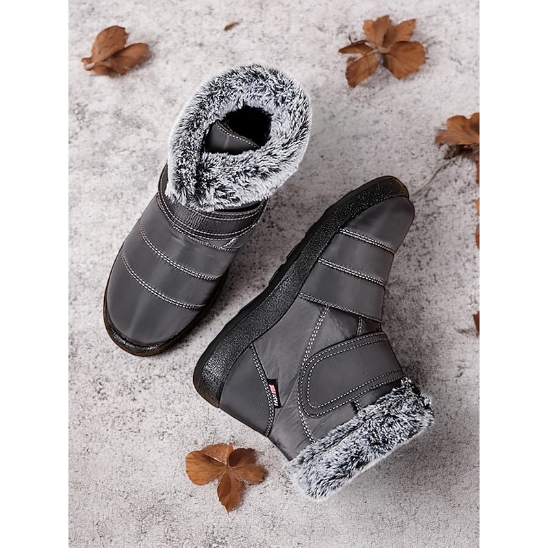 Women's Winter Waterproof Boots with Faux Fur Lining and Adjustable Velcro Strap - Warm and Comfortable Snow Boots3