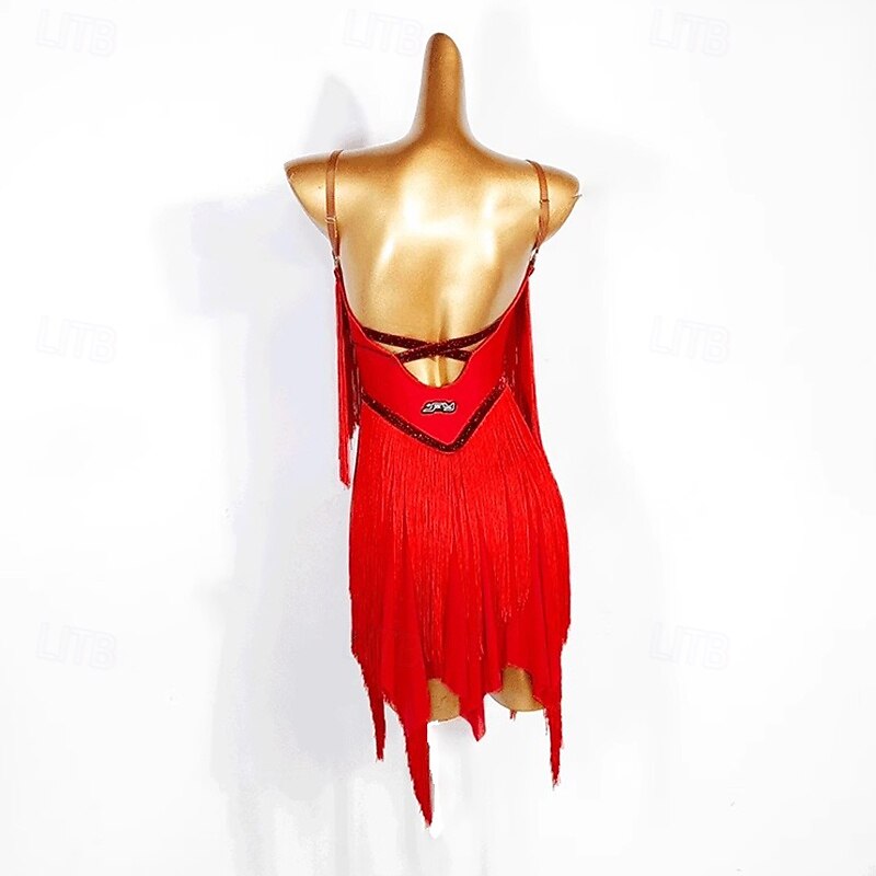 Latin Dance Competition Dress Women's Performance Rumba Salsa Chacha Tassel Dresses Sleeveless2