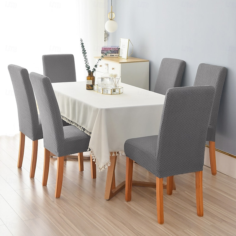 6 Pcs Dining Chair Cover Burgundy Stretch Chair Seat Slipcover Spandex with Elastic Bottom Protector for Dining Room Wedding Ceremony Durable Washable2