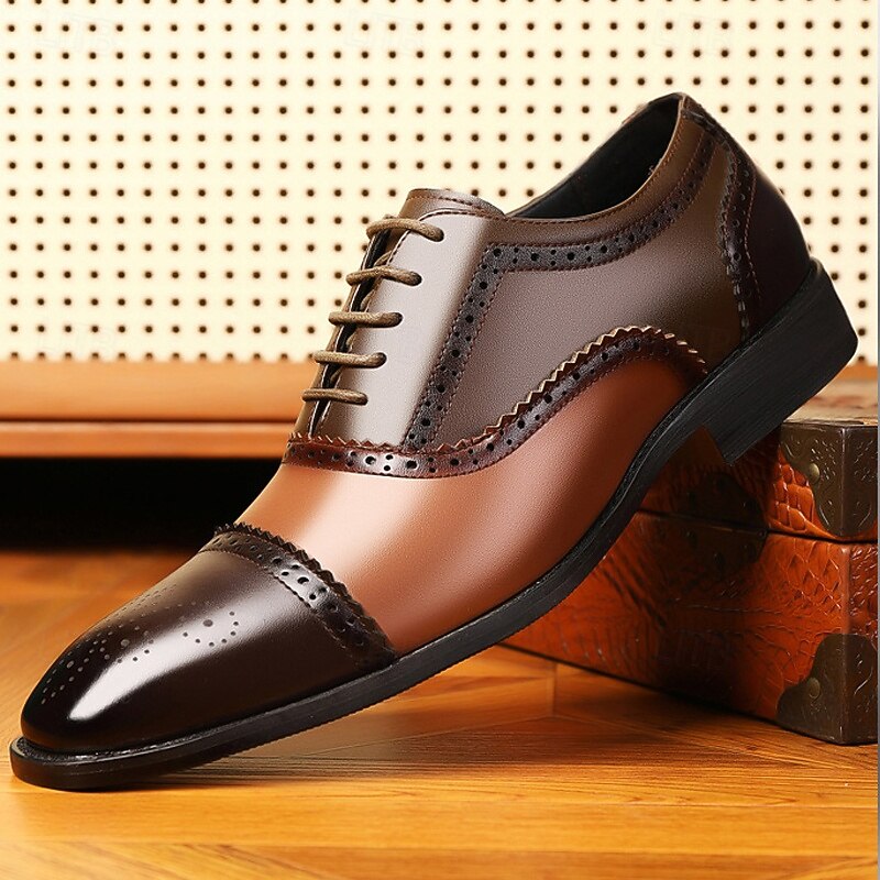 Men's Multicolor Wingtip Oxford Brogue Shoes – Faux Leather Lace-Up Dress Shoes for Formal and Business Occasions4