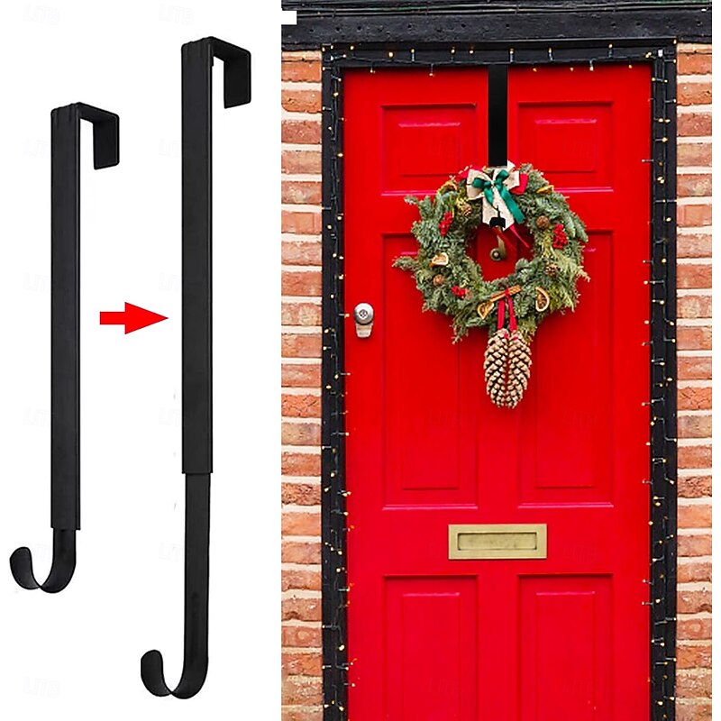 Wreath Hanger for Front Door, Adjustable Wreath Hanger from 15 to 25 Inches Wreath Hanger, 20 lbs Larger Door Upgrade Wreath Hanger Christmas Fall Wreaths Decorations Hook