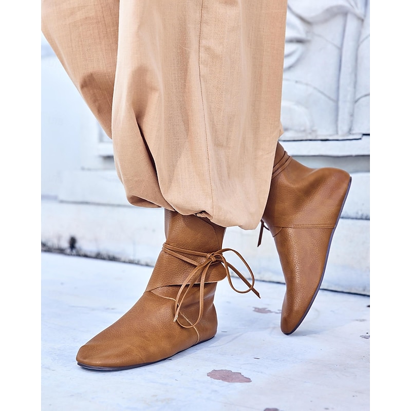 Retro Vintage Medieval Renaissance Shoes Flat Jazz Boots Fancy Dress Men's Women's Celtic Pirate Fantasy Carnival Party Casual LARP Adults' Shoes