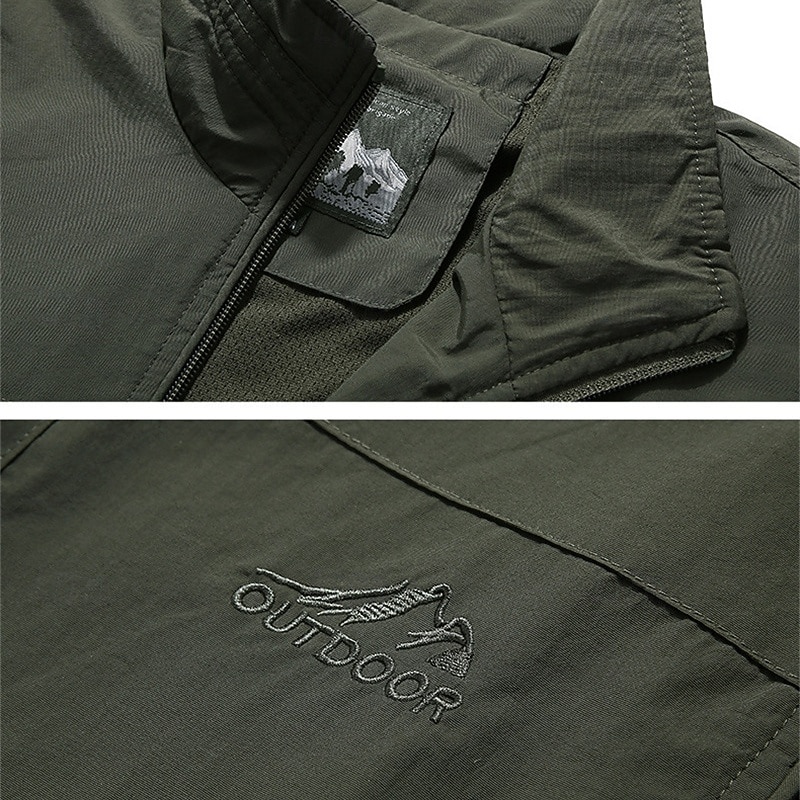 Men's Hiking Vest Hiking Fleece Vest Sleeveless Vest Outdoor Breathable Comfortable Pocket Polyester Black Army Green Red Hunting Fishing Climbing2