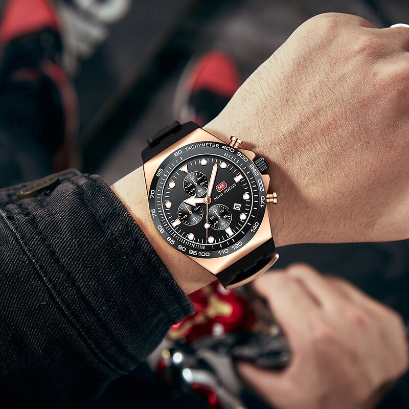 MINI FOCUS Men Quartz Watch Fashion Casual Wristwatch Luminous Calendar Waterproof Decoration Silicone Gel Watch4