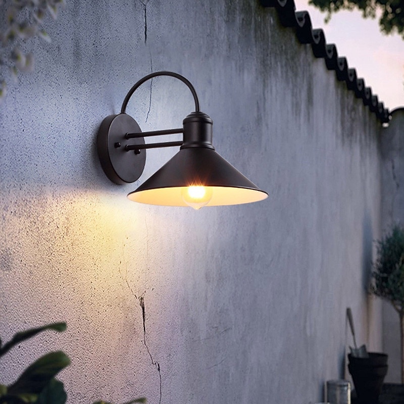 Dome Retro Industry Wall Lantern Rust-Proof Wall Sconce Die Cast Iron Waterproof Outdoor Wall Mount Light 85-265V2