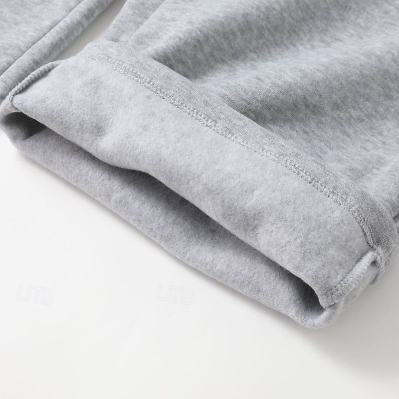 Men's Sweatpants Fleece Pants Joggers Trousers Straight Leg Sweatpants Pocket Elastic Waist Straight Leg Solid Color Plain Warm Breathable Full Length Outdoor Home Casual / Sporty Athleisure Black2