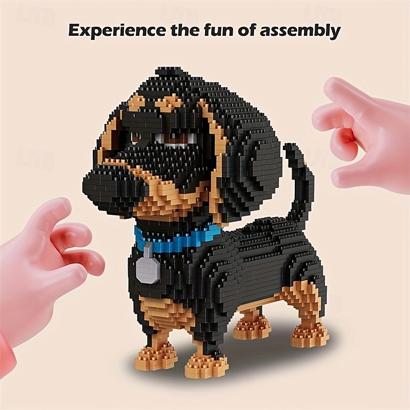 2100pcs Building Blocks Sets Cute Animal Dachshund Dog Holiday Gift Room Decoration Christmas Gift2