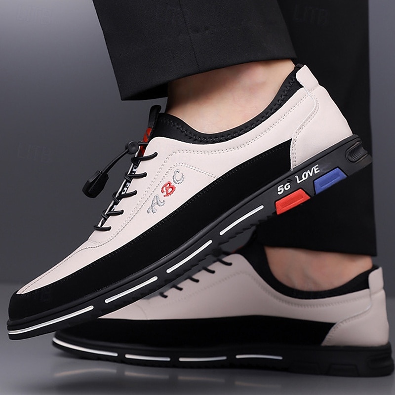 Men's Fashion Casual Sports Shoes – Brown and Black Lightweight Sneakers with Embroidered Design and Elastic Lace-Up Closure 10