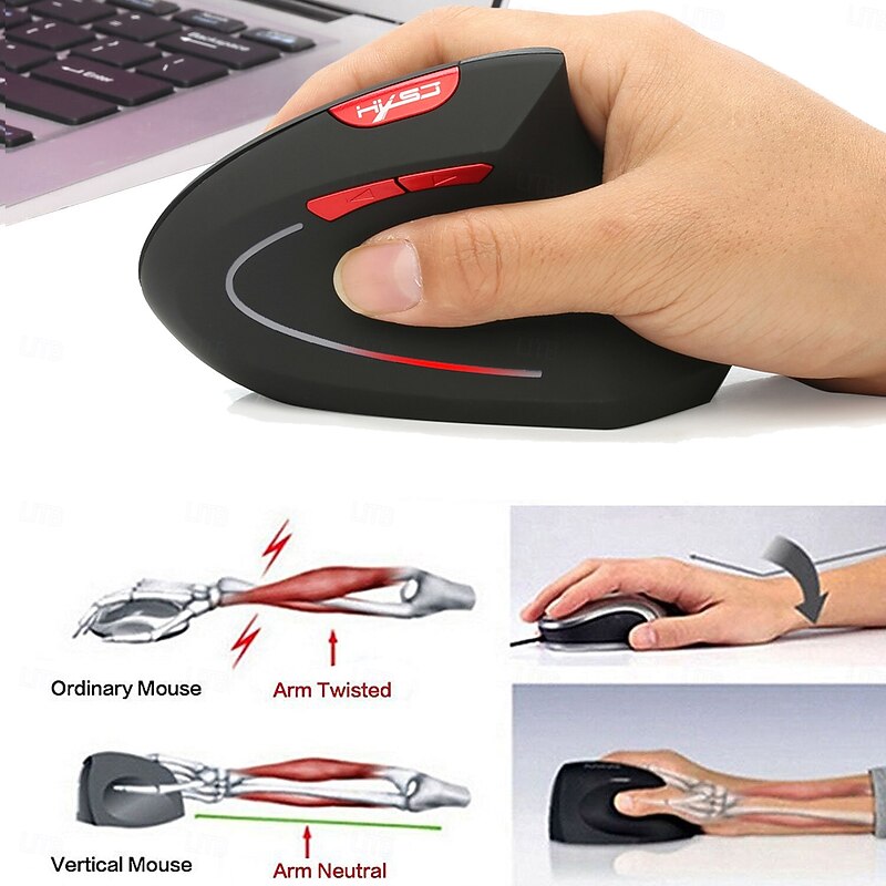 Right Hand Vertical Mouse Adjustable DPI Wireless Vertical Mouse 2.4G 5th Gen Ergonomic Optical Mouse for Wrist Hand Strain2