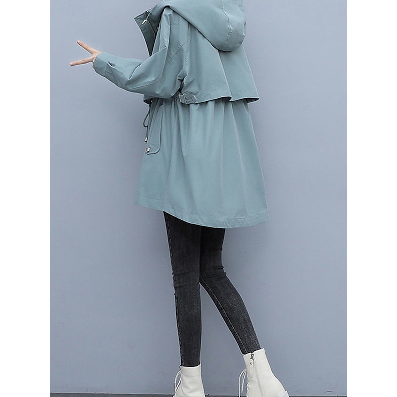 Women's Coat Outdoor Street Daily Wear Fall Winter Regular Coat Regular Fit Thermal Warm Breathable Stylish Casual Jacket Long Sleeve Plain Stripes and Plaid with Pockets Black Army Green Blue3