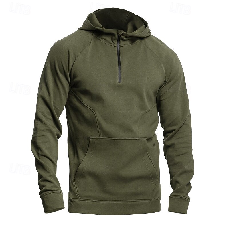 Men's Fitness Hoodie Workout Hoodie Long Sleeve Hoodie Casual Athleisure Fall Solid Colored Thermal Warm Windproof Breathable Gym Workout Walking Jogging Sportswear Activewear Black Army Green Dark2