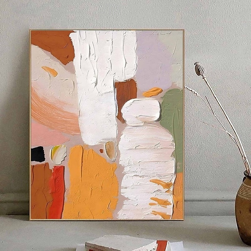 Wave oil Painting Hand painted Abstract Orange painting Hand-Painted pattle knife orange Oil Painting for Living Room Wall Decor Art Abstract Custom Artwork Art Unique painting4