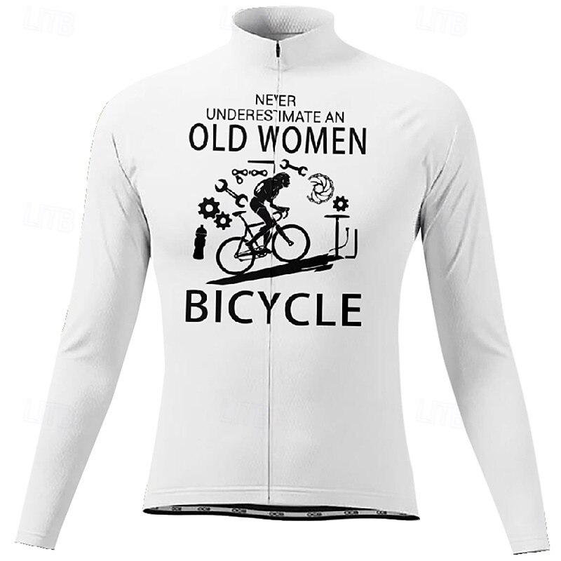 Women's Cycling Jersey Graphic Letter & Number Long Sleeve Bike Tee Tshirt Jersey with 3 Rear Pockets Mountain Bike MTB Quick Dry Anatomic Design Wicking Breathable Sports Wine Red Black White3