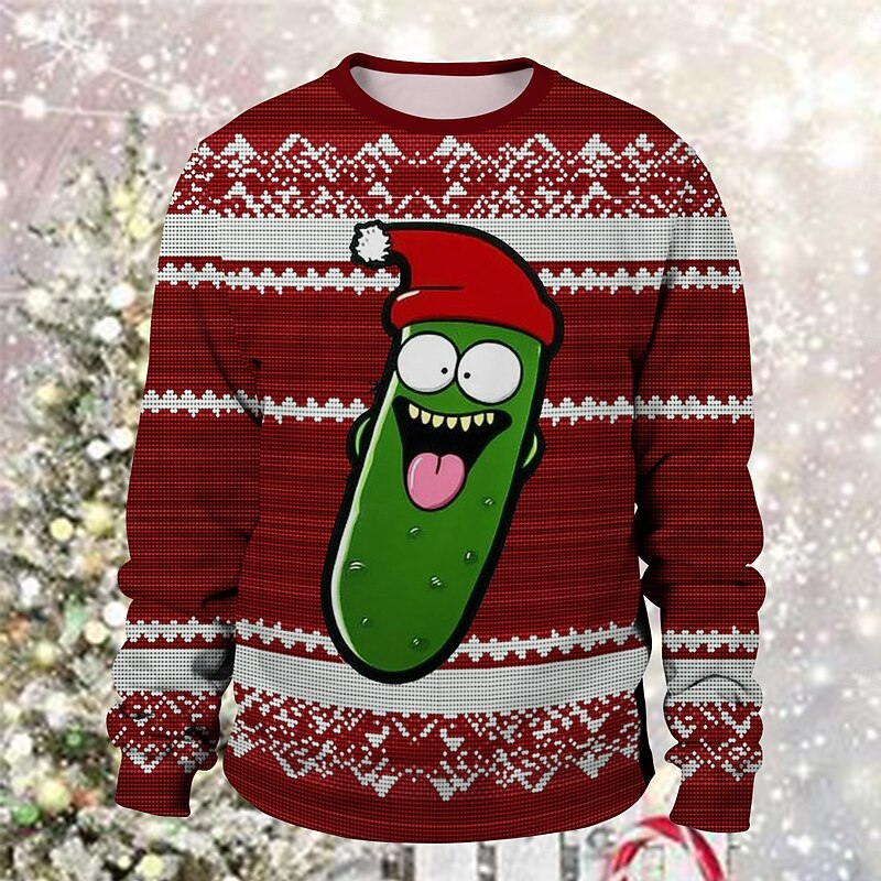 Christmas Cucumber Pullover Funny Christmas Sweatshirt 3D Christmas Funny For Couple's Men's Women's Adults' Christmas Carnival 3D Print Party Festival2