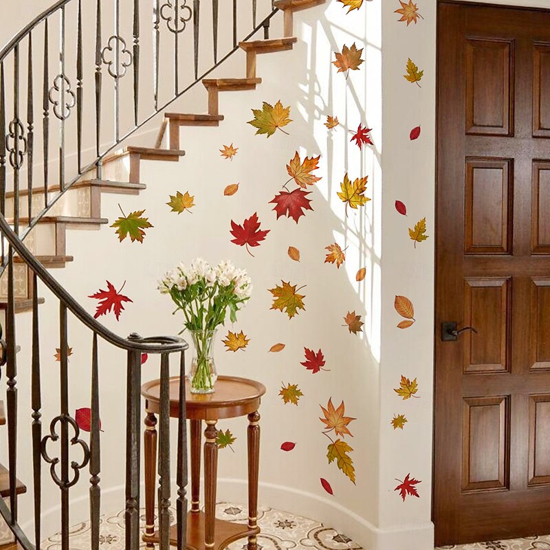 Wall Tattoo Maple Leaves Wall Sticker Wall Decoration for Living Room Bedroom Sofa Background Wall Sticker Children's Room Girls and Boys Wall Sticker DIY Wall Art Decor
